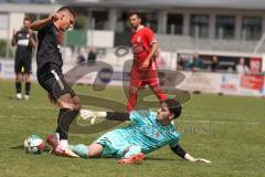 Bezirksliga - Saison 2024/25- TSV Gaimersheim - FC Fatih Ingolstadt - Nico von Swiontek Brzezinski (Nr.17 - TSV Gaimersheim) -Ömer Ilgen Torwart Fatih- Foto: Meyer Jürgen