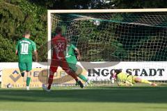 Freundschaftsspiel - Saison 2023/2024 - SV Manching - FC Ingolstadt 04 - Der 2:1 Führungstreffer durch Stefan Müller (Nr.7 - SV Manching) - #jubel - Torwart Leopold Leimeister (Nr.1 - FCI U21) -  - Foto: Meyer Jürgen