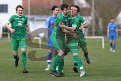 Kreisliga - Saison 2023/24 -  SV Hundszell - SV Denkendorf -  Der 0:1 Führungstreffer durch - Marius Heß grün Denkendorf - jubel - Foto: Meyer Jürgen