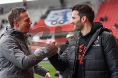 3. Liga; FC Ingolstadt 04 - Borussia Dortmund II; Cheftrainer Guerino Capretti (FCI) und Cheftrainer Christian Preußer (BVB2)