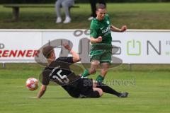 Bezirksliga - Saison 2024/25 - Freundschaftsspiel - SV Manching - TSV Gaimersheim - Johannes Dexl (Nr.13 - SV Manching) - Simon Bellinghausen (Nr.15 - TSV Gaimersheim) - Foto: Meyer Jürgen