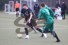 Freundschaftsspiel - FC Fatih Ingolstadt - TV Aiglsbach - Tomislav Marinovic schwarz FC Fatih - Florian Schweiger
grün Aiglsbach #5-  Foto: Meyer Jürgen