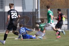 U19 - Nachwuchsliga -  - Saison 2024/25 - FC Ingolstadt 04 - 1. FC Schweinfurth - Baran Berk rot FCI - Janis Brater grün Schweinfurth  - Emil Schnös Torwart Schweinfurth - Foto: Meyer Jürgen