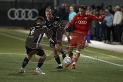 2023_11_24 - Bayernliga Nord - Saison 2023/24 - FC Ingolstadt 04 II - DJK Gebenbach - Aurel Kuqanaj rot FCI - Patrick Hofmann #6 Gebenbach - Marco Geier #16 Gebenbach - Foto: Meyer Jürgen