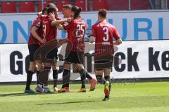 3. Liga - FC Ingolstadt 04 - FSV Zwickau - Tor Jubel 2:1 Filip Bilbija (35, FCI) mit Justin Butler (31, FCI) Jonatan Kotzke (25 FCI) Dominik Franke (3 FCI) Stefan Kutschke (30, FCI)