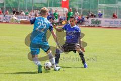 Sparkassenpokal - DJK Ingolstadt - FC Gerolfing - Michael Anspann blau DJK Ingolstadt - Florian Meier Torwart Gerolfing - Foto: Jürgen Meyer