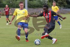 Bayernliga Nord - Saison 2024/25 - Freundschaftsspiel - FC Ingolstadt 04 II - FC Pipinsried - Jason Osei Tutu (Nr.11 - FCI U21) - Mario Götzendörfer gelb Pipinsried  - Foto: Meyer Jürgen