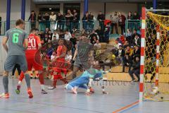 Lotto - Hallen - Bayerncup - Oberbayern -  Saison 2022/2023  - FC Fatih Ing - TSV Murnau - 2:1 - Marco Ernhofer Torwart Fatih lässt den Ball durch die Füße- Anschlusstreffer 2:1 Manuel Diemb grau Murnau - Foto: Meyer Jürgen