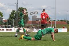 Relegation zur Bezirksliga - TSV Gaimersheim - BC Attaching - Schlusspfiff - enttäuschte Gesichter - traurig - Glerdis Ahmeti grün Gaimersheim stehend - Markus Vollnhals grün Gaimersheim - Foto: Jürgen Meyer