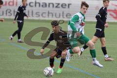 Landesliga Bayern - U17 - B-Junioren - Saison 2022/2023 - FC Ingolstadt 04 II - SV Schalding - Heining  - Cavaleri Salvatore schwarz FCI - Paul Ziegler grün Schalding - Foto: Meyer Jürgen