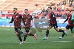 3. Liga; FC Ingolstadt 04 - 
SV Sandhausen; Tor Jubel Treffer 1:0 Yannick Deichmann (20, FCI) mit Felix Keidel (43, FCI) Simon Lorenz (32, FCI) Jannik Mause (7, FCI)