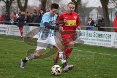 Kreisliga - Saison 2025/26- TSV Kösching - FC Sandersdorf - Jonas Betz rot Kösching - Christian Winkler blau Sandersdorf  - Foto: Meyer Jürgen