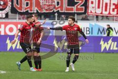 3. Liga; FC Ingolstadt 04 - Rot-Weiss Essen; Ausgleich Tor Jubel Treffer Hawkins Jalen (20 FCI) TPascal Testroet (37, FCI) David Kopacz (29, FCI)