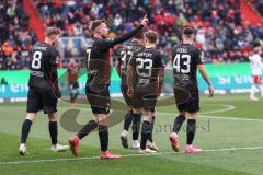 3. Liga; FC Ingolstadt 04 - 
Rot-Weiss Essen; Jannik Mause (7, FCI) schießt zum 1:0 Tor Jubel Treffer Benjamin Kanuric (8, FCI) 
Felix Keidel (43, FCI) Pascal Testroet (37, FCI) Moritz Seiffert (23, FCI)