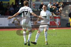 Kreisliga - Saison 2022/2023 - TSV Gaimersheim - FC Sandersdorf - Florian Ihring weiss Gaimersheim schiesst den 1:0 Führungstreffer - jubel - Glerdis Ahmeti weiss Gaimersheim - Foto: Meyer Jürgen