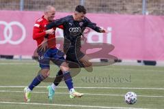 Bayernliga Süd - Saison 2021/2022 - FC Ingolstadt 04 II -  SpVgg Unterhaching - Arian Llugiqi #9 FCI - Manuel Stiefler #8 rot Haching - Foto: Meyer Jürgen