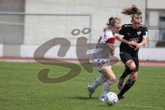 2. Fußball-Liga - Frauen - Saison 2022/2023 - FC Ingolstadt 04 - 1. FC Nürnberg - Villena Scheffler (Nr.28 - FCI Frauen) - Thöle Amelie weiss #12 Nürnberg - Foto: Meyer Jürgen