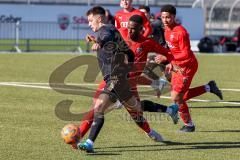 A - Junioren Bundesliga Süd/Südwest -  Saison 2021/2022 - FC Ingolstadt 04 - FC Bayern München - Nduka Donald (#4 FCI) links - Dibrani Benjamin #28 schwarz München - Udogu David (#3 FCI) - Foto: Meyer Jürgen