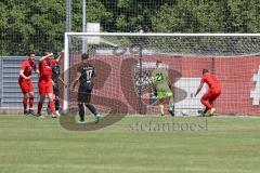 Bayernliga Süd - Saison 2021/2022 - FC Ingolstadt 04 II - SpVgg Hangkofen - Der 1:2 Anschlusstreffer durch Meikis Fabio (#19 FCI) - jubel -  Sebastian Meier Torwart Hangkofen  - Foto: Meyer Jürgen