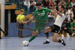 2024_1_6 - Saison 2023/24 - Lotto - Bayern Hallen Cup - Lindenkreuzhalle  - Halbfinale - SV Manching - Türk SV Ingolstadt -Nikita Müller weiss Türk SV - Daniel Spies grün Manching - Foto: Meyer Jürgen