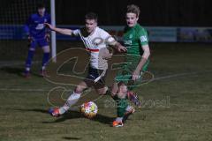 Landesliga - Saison 2024/25 - SV Manching - TSV Wertingen - Rainer Meisinger (Nr.8 - SV Manching) - Johannes Fiedler weiss Wertingen - Foto: Meyer Jürgen