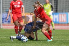 DFB - Pokal Frauen 1. Runde - Saison 2023/2024 - FC Ingolstadt 04 - FC Carl Zeiss Jena - Sarah Schauer (Nr.18 - FCI Frauen) - Julevic Merza blau Jena - Foto: Meyer Jürgen