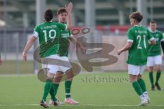 2024_2_17 - Saison 2023/24 - AUDI-Schanzer Amateur Cup - SV Hundszell - FC Gerolfing - Finale -  Der 0:1 Führungstreffer durch - Florian Uslar grün Gerolfing - jubel -  - Niklas Nissl #19 grün Gerolfing - Foto: Meyer Jürgen