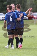 Kreisliga - Saison 2023/2024 - SV Menning - FC Mindelstetten - Simon Wolfsfellner blau Menning schiesst den 1:0 Führungstreffer - jubel - Foto: Meyer Jürgen