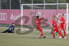 Frauen - Bayernliga -  FC Ingolstadt 04 II -SV Frensdorf -  Der 1:0 Führungstreffer durch Melina Prawda rot FCI - Jubel - Annika Siebenhüter rot FCI - Melisah Karacubu #23 rot FCI - Alina Arneth Torwart Frensdorf - Foto: Meyer Jürgen