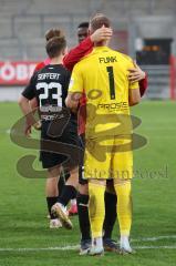 Toto-Pokal - Saison 2023/2024 - FC Ingolstadt 04 - Jahn Regensburg - Elfmeterschießen gewonnen - jubel - freude - Torwart Marius  Funk (Nr.1 - FCI) hält den Elfmeter und wird zum Matchwinner - Daouda Beleme (Nr.9 - FCI) - Foto: Meyer Jürgen