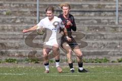 Bayernliga Nord - Saison 2025/26 - FC Ingolstadt 04 II - SpVgg Bayern Hof - Patrick Bachmann (Nr.8 - FC Ingolstadt II) - Laurenz Skrabalek weiss Bayern Hof  - Foto: Meyer Jürgen