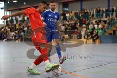 Lotto - Hallen - Bayerncup -  Saison 2022/2023 - FC Fatih Ingolstadt - TSV Ober/Unterhaunstadt -  Alen Patak rot Fatih - Nikola Kamenjasevic blau Oberhaunstadt - Foto: Meyer Jürgen