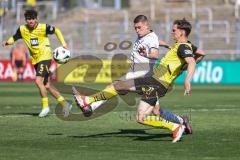 3. Liga; Borussia Dortmund II - FC Ingolstadt 04; Zweikampf Kampf um den Ball Mladen Cvjetinovic (19, FCI) Lelle David (27 BVB2) Foti Antonio (5 BVB2)