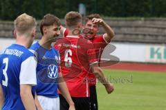 Kreisklasse -  Saison 2023/2024 - DJK Ingolstadt - FC Tegernbach - Der 0:1 Führungstreffer durch Thomas Maier rot Tegernbach - jubel - Christoph Ratberger rot rechts Tegernbach - Foto: Meyer Jürgen