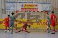 Lotto - Hallen - Bayerncup - Oberbayern -  Saison 2022/2023  - FC Fatih Ing - TSV Murnau - 2:1 - Alen Patak rot #10 Fatih - Oliver Fastenrath Torwart Murnau - Foto: Meyer Jürgen