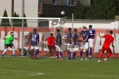 Bayernliga Süd - Saison 2021/2022 - FC Ingolstadt 04 II - Schwaben Augsburg - Der 2:0 Führungstreffer per Freistoss durch Cavadias Fabian (#5 FCI) - jubel - Patrick Rösch Torwart Augsburg - Foto: Meyer Jürgen