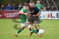 2023_10_21 - Kreisliga - Saison 2023/24 - FC Gerolfing - FC Fatih Ingolstadt - Leo Zängler grün Gerolfing - Roin Koblianidze schwarz Fatih - Foto: Meyer Jürgen
