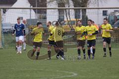 Kreisliga Saison 2022/2023 - TSV Großmehring - FC Hitzhofen  - Der 0:1 Führungstreffer durch Robert Schulz #14 gelb Hitzhofen - jubel - Foto: Meyer Jürgen