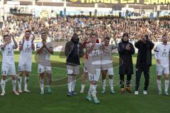 2024_1_27 - 3. Liga - Saison 2023/24 - 1. FC Saarbrücken - FC Ingolstadt 04 -  -  Die Mannschaft bedankt sich bei den Fans - tanzen - XXXXX - Foto: Meyer Jürgen