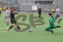 2024_2_10 - 2. Bundesliga Frauen - Saison 2023/24 - Freundschaftsspiel - FC Ingolstadt 04 Frauen - Schwaben Augsburg - Pija Reininger FCI - Sarah Reißner Torwart Augsburg - Foto: Meyer Jürgen