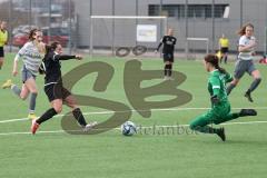 2024_2_10 - 2. Bundesliga Frauen - Saison 2023/24 - Freundschaftsspiel - FC Ingolstadt 04 Frauen - Schwaben Augsburg - Pija Reininger FCI - Sarah Reißner Torwart Augsburg - Foto: Meyer Jürgen