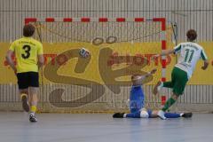 Lotto Bayern Hallencup - Saison 2024/25 - SV Manching - FC Hitzhofen/Oberzell- Daniel Schweiger grün Manching - jubel - Valentin Puhar TW Hitzhofen - Foto: Meyer Jürgen