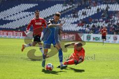 2.BL; Hannover 96 - FC Ingolstadt 04; Patrick Schmidt (32, FCI) Tor Jubel Treffer Abseits Torwart Martin Hansen (1 Hannover)