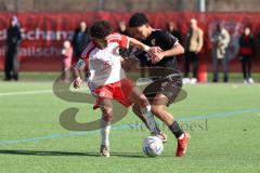 B-Junioren Bundesliga  - Saison 2023/24 - B-Junioren - FC Ingolstadt 04 - FC Bayern München - Jackson Taysir schwarz FCI - Nasrawe Jussef weiss München - Foto: Meyer Jürgen