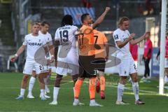 3.Liga - Saison 2023/2024 - SC Freiburg II - FC Ingolstadt 04 - Der 0:2 Führungstreffer durch Jannik Mause (Nr.7 - FCI) - jubel Pascal Testroet (Nr.37 - FCI) - Foto: Meyer Jürgen