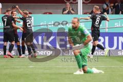 3. Liga; FC Ingolstadt 04 - SSV Ulm 1846; David Kopacz (29, FCI) Scuß Tor Jubel Treffer 2:0, Marcel Costly (22, FCI) Jannik Mause (7, FCI) Yannick Deichmann (20, FCI) Benjamin Kanuric (8, FCI) Torwart Ortag Christian (39 Ulm) geschlagen