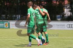 Bezirksliga - Saison 2024/25 - Freundschaftsspiel - FC Gerolfing - SV Kasing - Leo Zänger (Nr.11 - FC Gerolfing) mit dem 1:0 Führungstreffer - jubel - Julien Bajer (Nr.14 - FC Gerolfing) - XXXXX - Foto: Meyer Jürgen