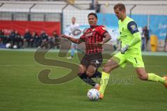 3.Liga - Saison 2022/2023 - TSV 1860 München - FC Ingolstadt 04 - Justin Butler (Nr.31 - FCI) - Torwart Marco Hiller (Nr.1 - 1860 München) - Foto: Meyer Jürgen