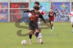 A-Junioren Bundesliga -  Saison 2026/27 - FC Ingolstadt 04 - VFB Stuttgart - Contento Arcangelo rot FCI - Zarella Gabriel weiss Stuttgart -  Foto: Meyer Jürgen