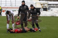 3.Liga - Saison 2022/2023 - SV 07 Elversberg - FC Ingolstadt 04 - Justin Butler (Nr.31 - FCI) verletzt am Boden - Foto: Meyer Jürgen